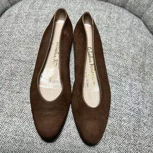 Salvatore Ferragamo Brown Suede Classic Women's Flats